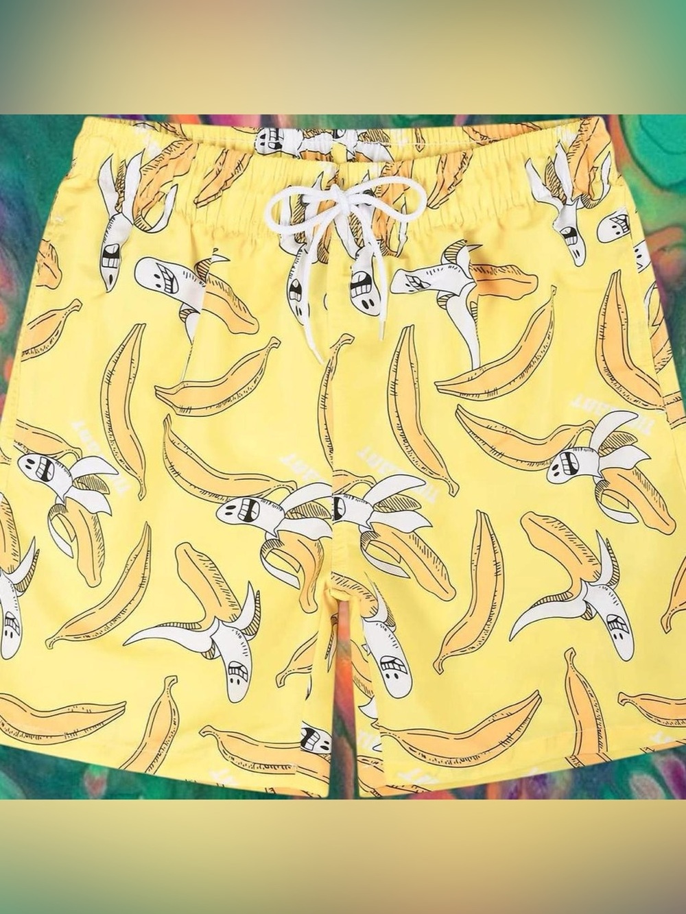 Yellow Banana Print Men’s Swim Shorts